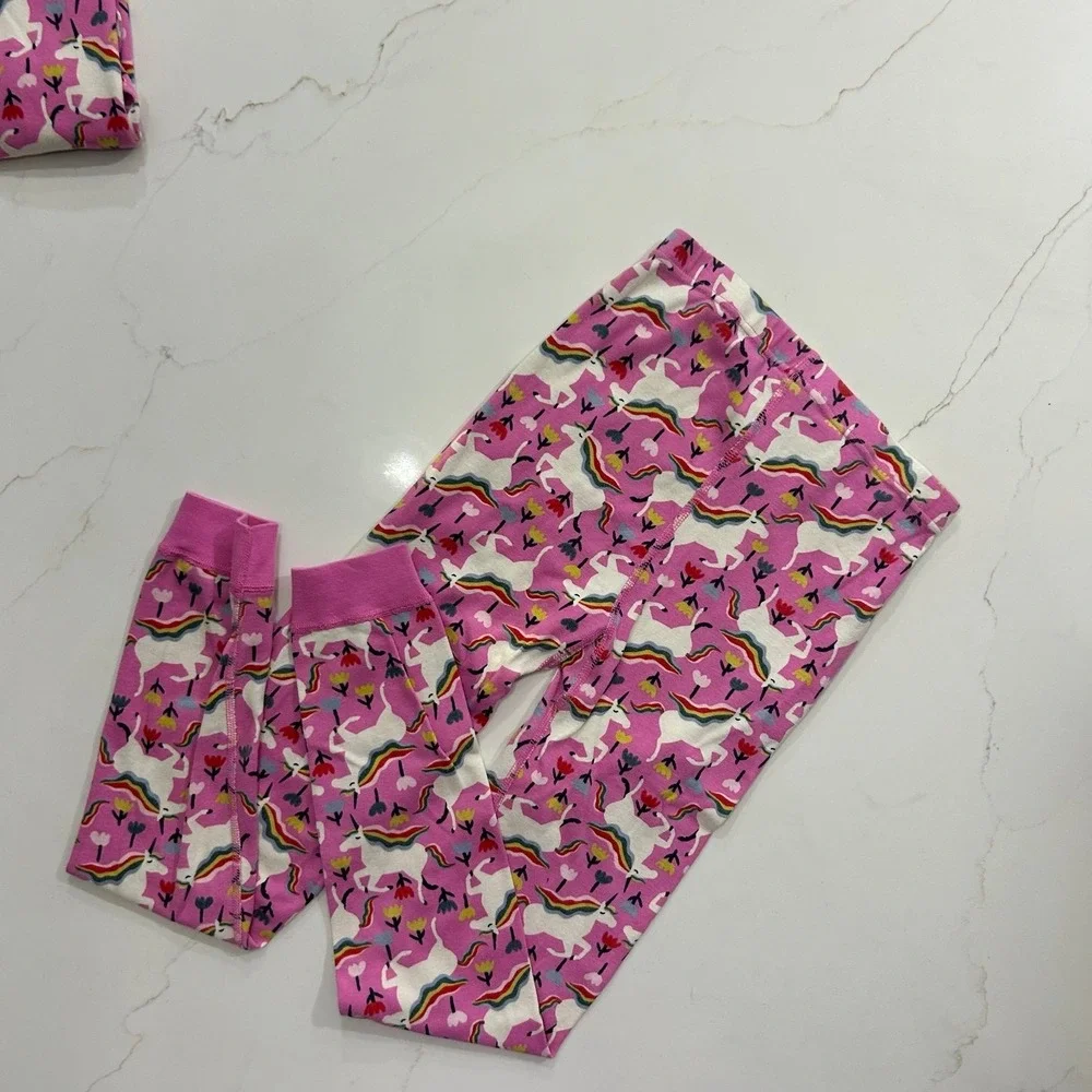 Hanna Andersson Pink Unicorn Print Pajama Set Kids Size 12